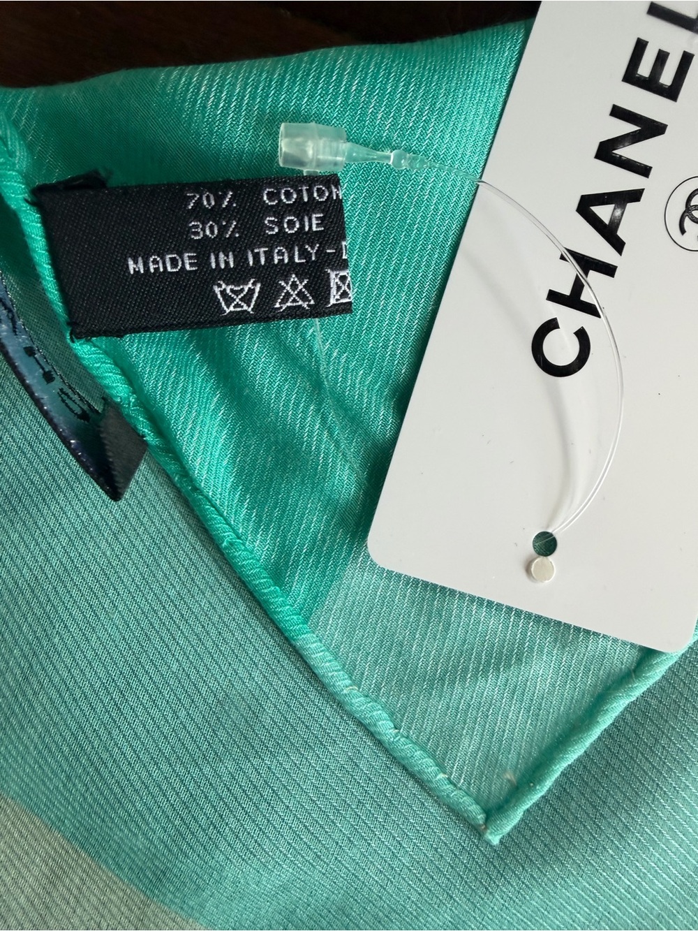 NWT Authentic CHANEL 2018 18S Runway Turquoise Blue Wave Pareo Sarong Scarf - Picture 3 of 9